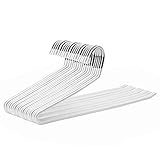 SONGMICS Hosenbügel aus Metall, 20er Set, Kleiderbügel, offenes Design, rutschfeste Beschichtung, platzsparend, Länge 38 cm, weiß CRI008W01