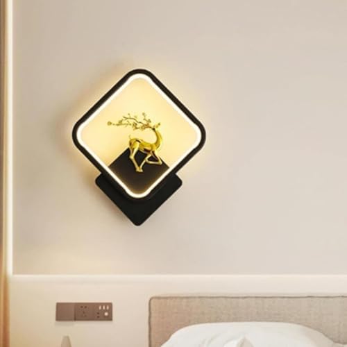 Image of fizzytech Golden Deer Head LED Wall Light, Round Decorative Wall Lamp with 3 Colour Changing Modes for Living Room, Bedroom, Hallway & Home Decor, Pack of 2