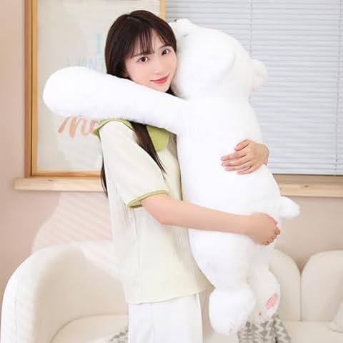 SNOWOLF Large Weighted Bear Stuffed Animals, 31.5" White Bear Plush Throw Pillow Super Cute Kawaii Plushie Polar Bear Hugging Toys Gifts for Boys Girls Adults, 80cm, White Cover