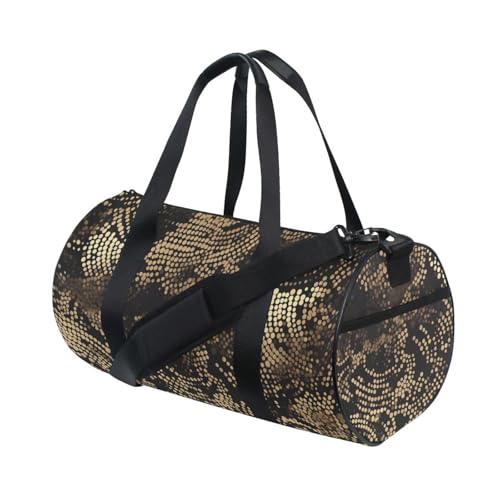 Black and Gold Irregular Pattern Oversized Travel Duffel Bag Gym Carry on Duffel Bags Sports Foldable