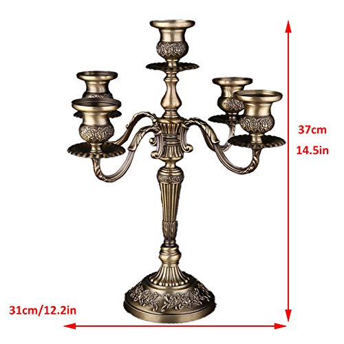 Zinc Alloy Candlestick 5 Arm Christmas Candle Holder Decorations Silver Height 14.58In/37Cm Floor Standing Candle Holders For Wedding Home Decoration Candelabra #TOP2