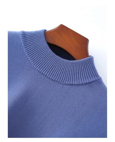 Men's Pullover Sweaters Half-High Collar Solid Cotton Knit Long Sleeve Casual Sweater3