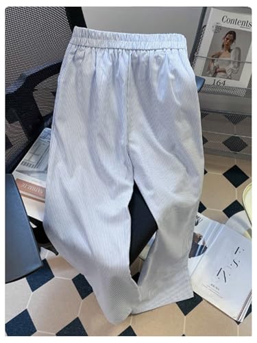 MakeMeChic Women's Summer Casual Striped Cherry Pants Elastic Waist Wide Leg Trousers with Pockets2