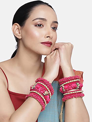 Aheli Green Floral Chuda Chura Bangle Set Wedding Fashion Jewelry Gift for Women 2.6 Inch2