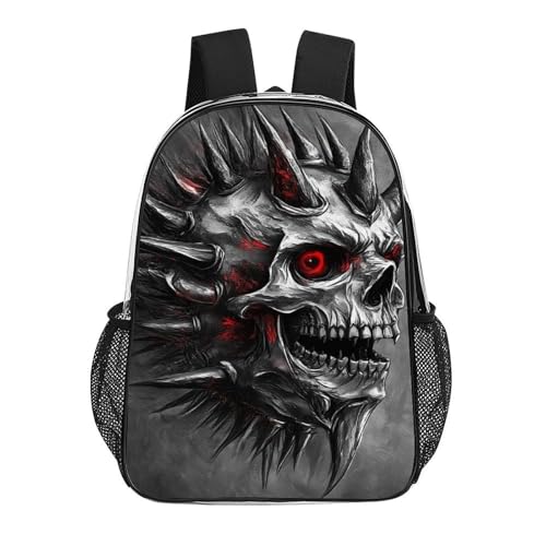 Transparent Daypack Backpack for Trekking Picnic Walking Cycling - Large Capacity Anti-Theft Multipurpose Shoulder Bag, Vintage Red Eyes Skeleton Skull King Casual Daypack3
