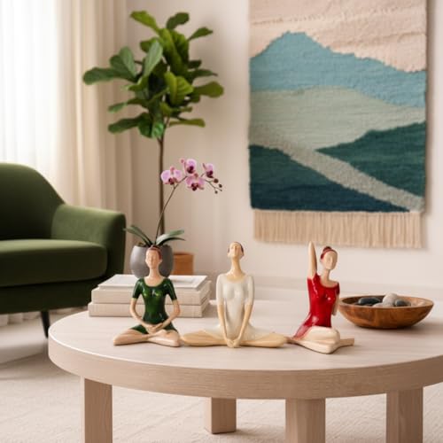 Image of Xtore Serene Trio Yoga Figurines for Calm Corners, Shelves, and Study Tables