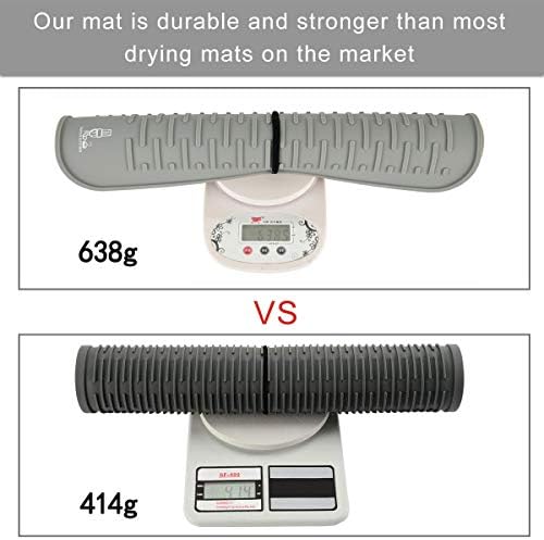 SUPER KITCHEN Extra Large Silicone Draining Board Mat with a Multifunctional Silicone Scrubber, Dish Drying Mats, Cutlery Drainer Mat, Countertop Mat Heat Resistant Trivet, (Grey, 54×46cm)