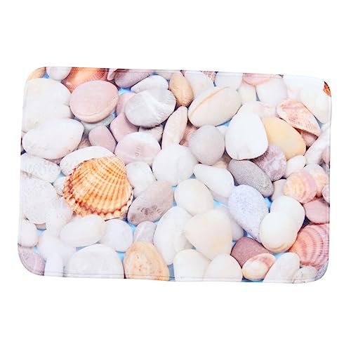 HOOTNEE Beach Theme Non- Floor Mat for Bathroom Kitchen Living Room Machine Washable Breathable Material Stones Shells Design Bedroom Door Mat