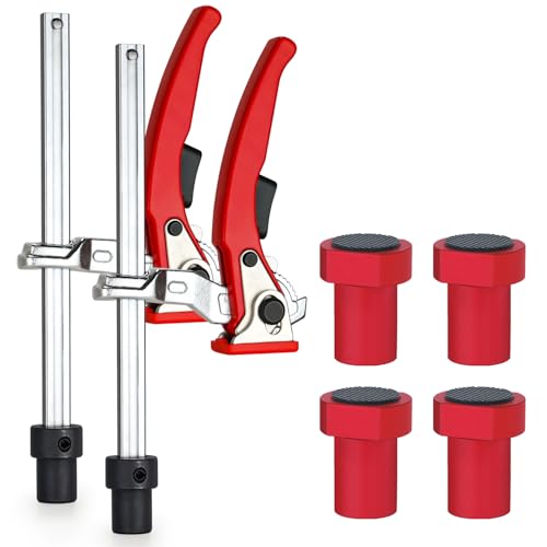 Bankhaken 20mm Set, 2× Schnellspann-Hebelzwingen 4× rutschfeste Niederhalter, Tischzwingen aus Chrom-Vanadium-Stahl für MFT-Tisch & Werkbank,...
