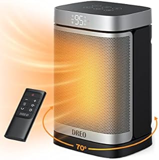 Dreo Space Heaters for Indoor Use, Atom One Portable Heater with 70°Oscillation, 1500W PTC Electric Heater with Thermostat, Fast Safety Heat, Remote, 1-12h Timer, Upgraded Small Heater for Office Home