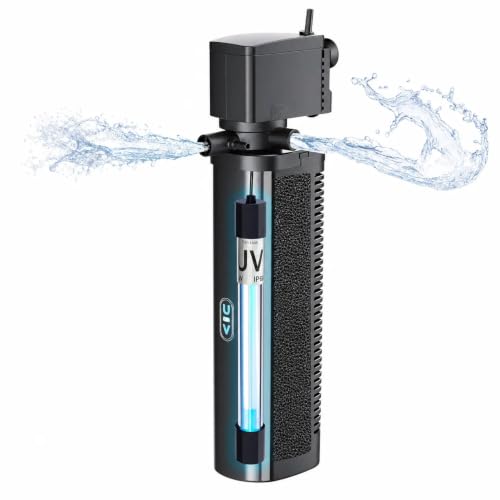 COOSPIDER Aquarium Filter with 7W U-V Light 300GPH...