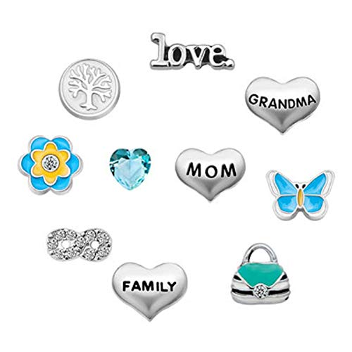 JewelryHouse Family Tree Mom Infinity Love Floating Charms for Glass Living Memory Lockets Necklace