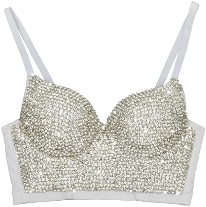 ELLACCI Women's Handmade Rhinestone Diamond Push up Bustier Crop ...