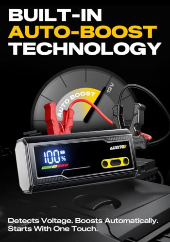 Image of AUXITO 10000A Jump Starter for All Gas & Diesel Engines, 24000mAh Car Battery Jumper Starter Portable, 65W Fast Charger, Autoboost Jump Box 12V with LED Screen, LED Flashlight, Jump Cables