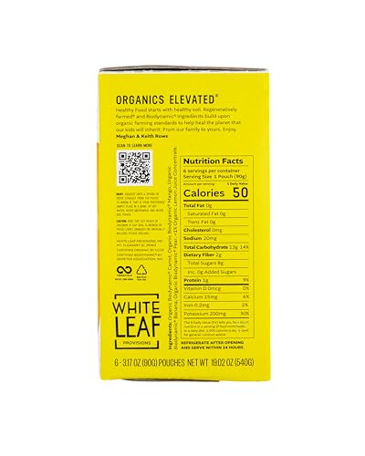 white leaf provisions organic purees  baby food pouches - fruits veggies amp grains toddler snack regeneratively farmed no added sugar non-gmo bpa-free pouches 317 oz pack of 24 mango  carrot  banana  pear