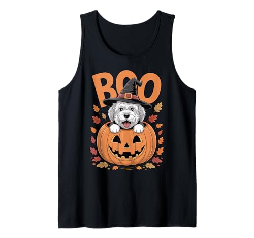 Disfraz de OES en Calabaza Halloween Viejo Pastor Inglés Camiseta sin Mangas