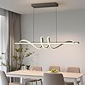 Zihoi Modern LED Pendant Lights, Ceiling Chandelier Dimmable with Remote Control 3000k-6000K Adjustable Color Temperature, Aluminum Island Lighting Lamp Fixture for Kitchen, Dining Room(39in Black)