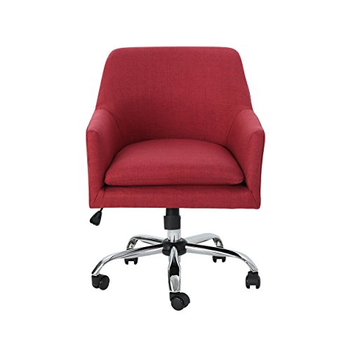 Morgan Mid Century Modern Fabric Home Office Chair With Chrome Base, Red #TOP5
