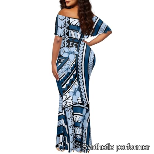 Image of Polynesian Dresses for Women Off Shoulder Maxi Dress Puletasi Samoan Dresses S-7XL