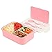 Merysen 1050ml Caja de Almuerzo Rosa, Reutilizable Caja de Bento con 3 Compartimentos y Cubiertos (Tenedor y Cuchara), Fiambreras Caja de Alimentos para Almuerzo y Bocadillos para Niños y Adultos