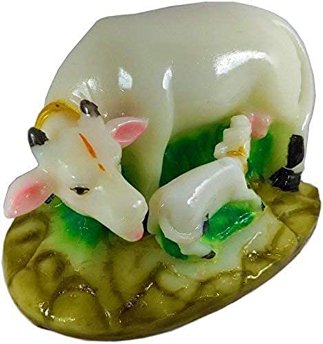 Aashita Creations Fengshui Wish Fulfilling Cow with Calf On Lucky Coins White Color Feng Shui Wealth Cow Showpiece Aashita Creations Fengshui Wish Fulfilling Cow with Calf On Lucky Coins White Color Feng Shui Wealth Cow Showpiece