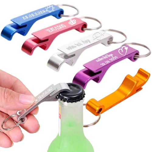 10-100 Pcs Personalised Bottle Opener Keyring Bulk - Custom Engraved Text/Logo Beer Bottle Opener Keyring Customised Party Gift for Ideal for Weddings, Parties, Events, Corporate Gifts & Giveaways