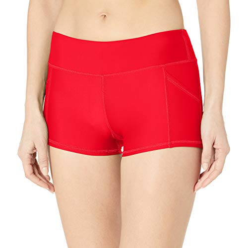 Body Glove Women's Rider Elastic Waist Hybrid Swim Short with UPF 50+, Smoothie True Red, Small
