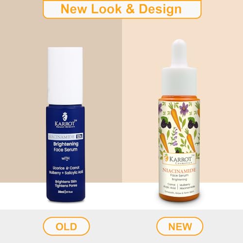 Image of KARROT COSMETICS Niacinamide Face Serum for Brightening & Spot Reduction | With Kojic Acid & Mulberry Extract | Reduces Dark Spots, Refines Pores & Improves Skin Texture | Lightweight, Non-Sticky | For All Skin Types|30ml