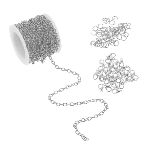 LALAFINA DIY Jewelry Making Chain Set Thick Cross Chain with Lobster Clasp for Necklace and Bracelet Crafting Includes Extender Chains and Connectors