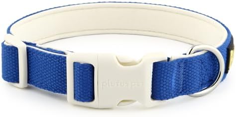 Plutus Pet Cotton Dog Collar, Heavy Duty Collar with Soft Padding, Adjustable and Comfortable for Small Medium and Large Dogs, Royal Blue, L