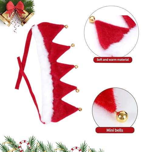 Hundehalstuch Weihnachten, Hundehalsband Weihnachten mit 5 Glöckchen, Verstellbare Katze Hunde Schal, Plüsch Haustier Kostüm Zubehör, Hund Katze Welpen Kätzchen (Rot, M)