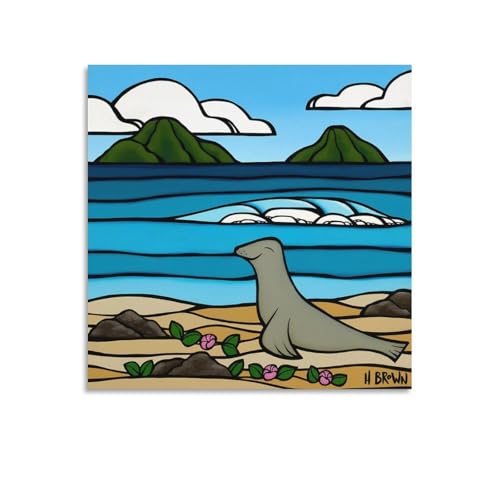 ヘザーブラウン シール ハワイの風景 現代北欧 ポスター ホーム装飾 パネル 壁アート 現代壁掛け 絵画 版画 芸術作品 インテリア12x12inch(30x30cm)
