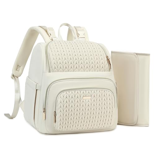 Image of MAPLELILY Diaper Bag Backpack - Lightweight & Stylish, Boys, Girls & Baby Travel Essentials Tote with Changing Pad, Insulated Pocket, Stroller Strap - Baby Diaper Backpack for Mom, Maternity (Beige)
