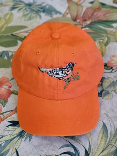 Gorra de béisbol de algodón lavado con bordado de pájaro Baltimore Oriole miniatura 4