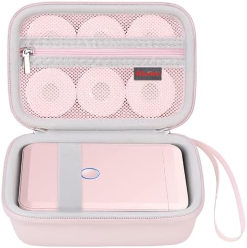 Carrying Case for NIIMBOT D110/ JADENS D110 Label Maker Machine, Portable Bluetooth Wireless Label Printer Travel Bag, Small Mini Thermal Sticker Printer Storage Holder, Pocket Fits Tape, Pink