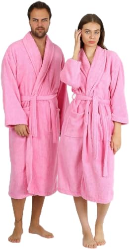 Image of HALLEY Luxury Bathrobe for Women & Men, Shawl Collar Spa Bath Robes Terry Cotton Ultra Soft Shower Robe with Pockets