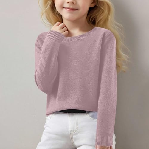 Girls' Sweaters Cute Tops for Teen Girls V Neck Basic Knitted Pullover Comfy Soft Knitwear Jumper Tops 6-15 Years2