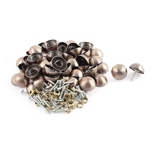 Aexit Semicircle Glass Quality Parts Mirror Screw Type Nails Copper Tone 23 x 10mm 50pcs Model:62as608qo321