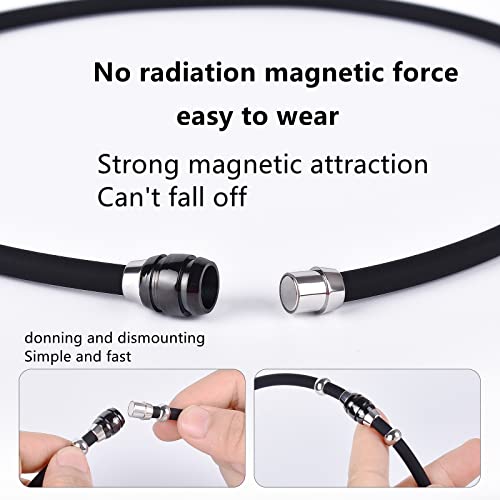 Bcletty Necklace, Silicon, Germanium, Magnetic Joint, Static Eliminator, Necklace, Static Eliminator, Antistatic, Titanium, Magnetic, Germanium, Stainless Steel, Fashion, Luxury Design, Popular Model, Worn By Many Baseball Players, Metal Allergy Free, For Gifts, Unisex, Silicone, 2 Sizes [2 Colors] [All Season Wearable] (55Cm, Black Gold) #TOP3