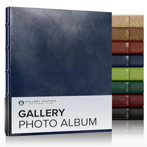 Álbum de Fotos Gallery Leather 4x6 Acadia Navy, con Bolsillos para Deslizamiento y Espacio para Escritura, Sujeta Hasta 120 Fotos, Enlace Anillado, Hecho en EE.UU., 11.75" x 10.5"