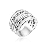 Anillo de plata de ley 925 con múltiples cuerdas y hebras, hecho a mano, aspecto antiguo, informal, hipoalergénico, sin níquel, sin plomo, colección de diseñador, regalo para mujer, 11, Metal precioso