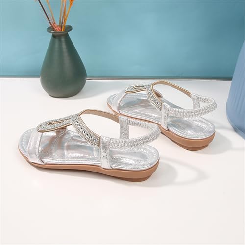 Image of Toddler Girls Sandals Sparkly Rhinestone Girl Shoes Soft Rubber Princess Summer Wedding Party for Little Kid /Big Kid