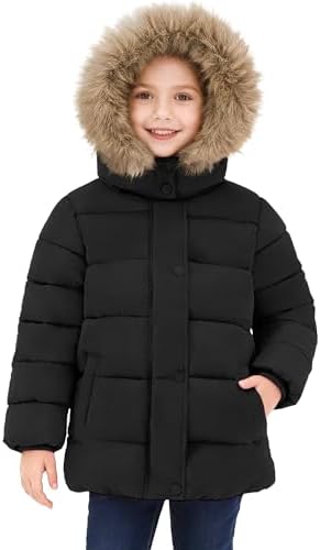 XMWEALTHY Kids Girls Boys Winter Coat with Removable Hood Toddler Warm Puffer Jacket