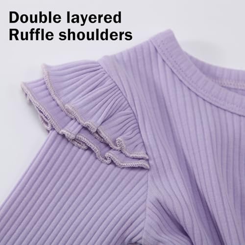 OPAWO Newborn Sleepers Baby Girl Onesie Long Sleeve Ribbed Knit Romper Newborn Photography Outfits Girl Coming Home Outfit2