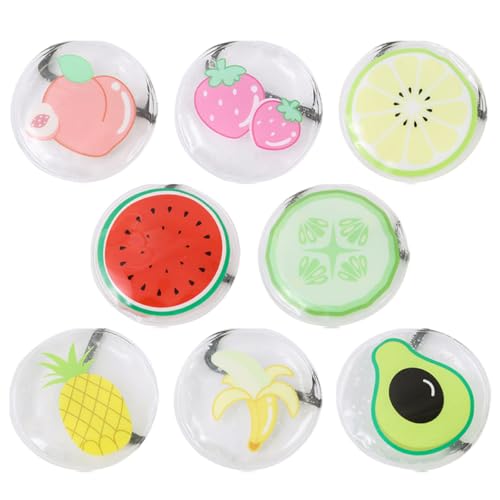 DECOMELODY 8 Paquetes de Hielo para Ojos Diseño de Frutas Compresas Frías Redondas para Aliviar la Fatiga Ocular en Verano Almohadillas Refrescantes Cuidado Ocular