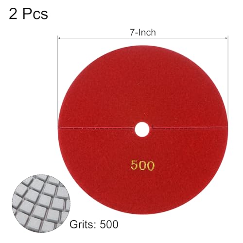 Image of uxcell Diamond Polishing Pad 7-Inch 500 Grits Wet /Dry Grinding for Stone Concrete Marble Countertop Floor 2pcs