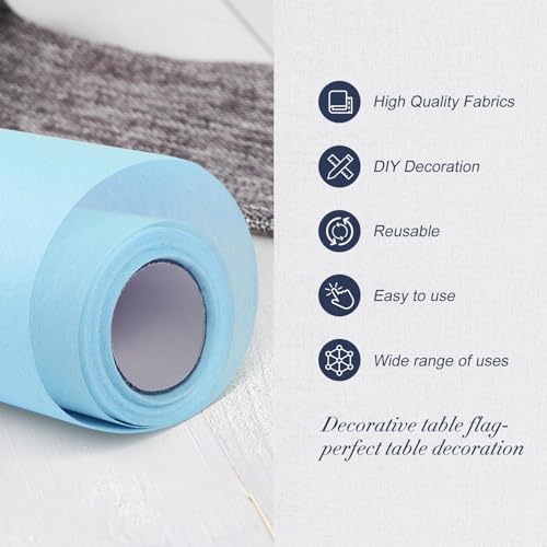 AiQInu 5M Blue Fleece Table Runner Table Decoration Centerpiece Table Runner Decorative Table Cloth - Image 3