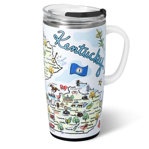 Swig 22 Oz Travel Mug: Perfect Companion for On-the-Go Sipping 5 Swig Life 22oz Travel Mug, Insulated Tumbler with Handle and Lid, Travel Coffee Mug, Cup Holder Friendly, Stainless Steel 22 oz Tumbler, Reusable Insulated with Lid (Kentucky)