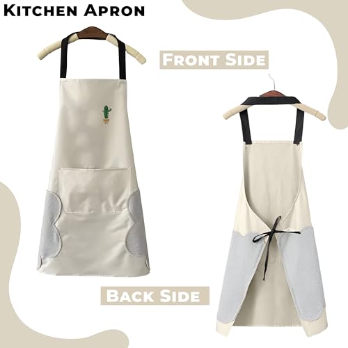 Image of Kraptick Kitchen Apron - Comfortable Cooking Waterproof Apron for Men and Women With Pocket and Side Coral Velvet for Wiping