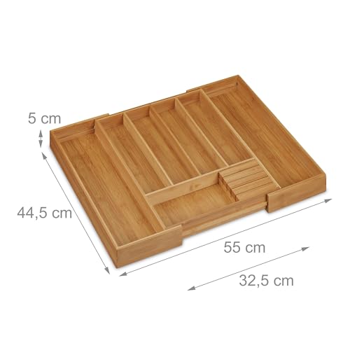 Range-couvert extensible en bambou avec séparateurs modulables